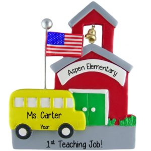 Image of First Teaching Job Schoolhouse Personalized Ornament