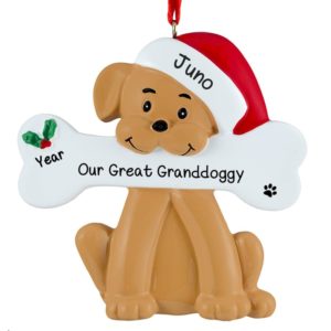 Image of Personalized Great Granddog TAN Dog Chewing Bone Ornament