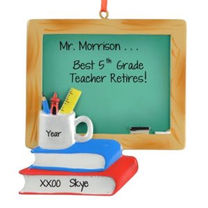 Image of Teacher Retirement Chalkboard Books + Supplies Ornament