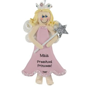 Image of Preschool Princess Holding Glittered Wand Ornament BLONDE