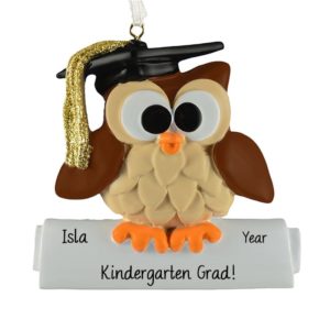 Image of Kindergarten Graduation Owl Perched On A Diploma Ornament