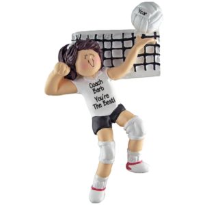 Image of Volleyball Coach FEMALE Personalized Ornament BRUNETTE