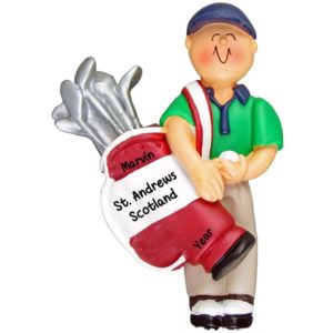 Image of Personalized MALE Golfer Travels To St. Andrews Scotland Ornament