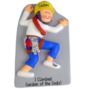 Image of MALE Rock Climber Outfitted In Gear Personalized Ornament