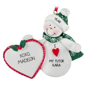 Image of I LOVE My Tutor Snowman Personalized Ornament