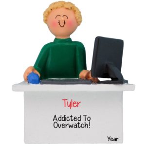 Image of Boy Addicted To Video Games Computer Ornament BLONDE