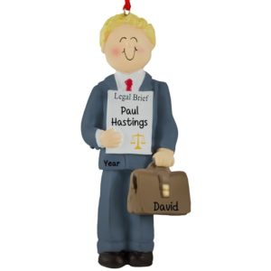 Image of Male Lawyer Holding Legal Brief Ornament BLONDE