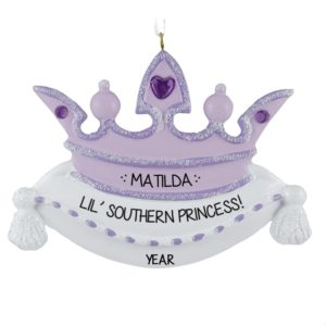 Image of Princess Crown PURPLE Gem Stones + Glitter Ornament