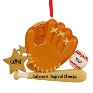 Image of Championship Team Baseball Glove, Bat and Ball Ornament