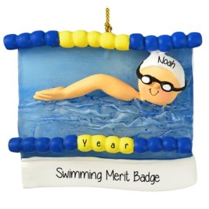 Image of Swimming Merit Badge Boy Scouts Personalized Ornament