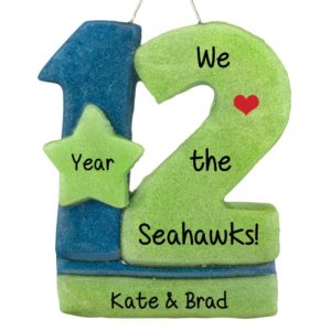 Image of Seattle Seahawks #12 Handmade In USA Dough Ornament