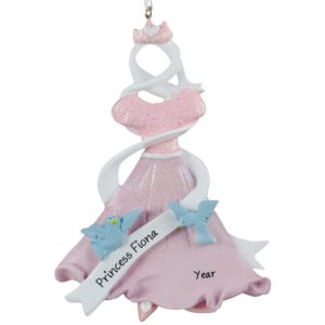 Image of Personalized Princess Pink Gown And Blue Birds Ornament