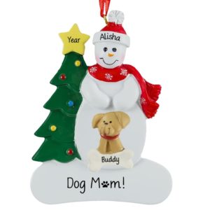 Image of Snowman With Dog Personalized Ornament
