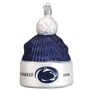 Image of Personalized Penn State Beanie Nittany Lions Logo 3-Dimensional Glass Ornament