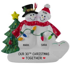 Image of Snow Couple Celebrating Years Together Personalized Ornament