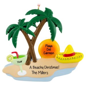 Image of A Beachy Christmas Palm Trees & Sand Ornament
