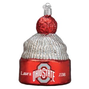 Image of Personalized Ohio State Beanie 3-Dimensional Glass Ornament