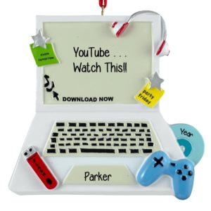 Image of Addicted to YouTube Personalized Computer Ornament