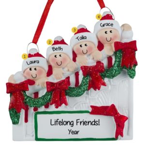 Image of Personalized 4 Friends On Christmasy Steps Ornament