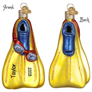 Swim Flippers Snorkeling Glittered Glass Ornament