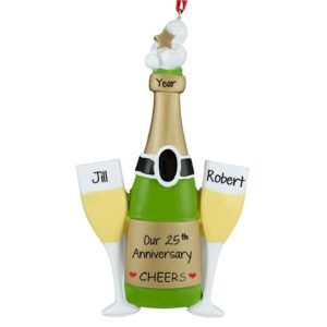 Image of Personalized 25th Anniversary Champagne Toast Ornament
