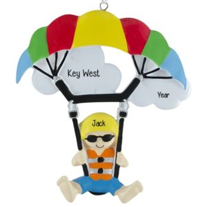 Image of Personalized Parasailing Colorful Parasail Wing And Person In Air Ornament