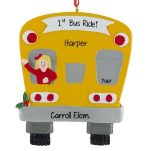 Image of First School Bus Ride GIRL Personalized Ornament BLONDE