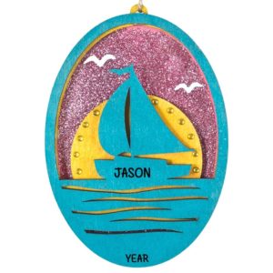 Image of Personalized Sailboat Laser Cut Wood Ornament