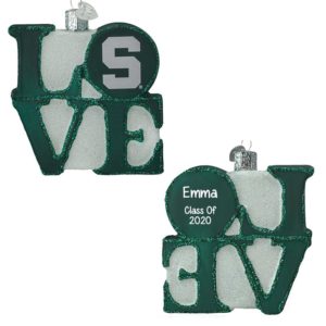 Image of Personalized Michigan State Love 2-Sided Glass Ornament