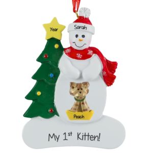 Image of My First Kitten Snowman Personalized Ornament