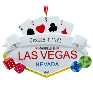 Image of Married In Las Vegas Cards & Dice Personalized Ornament