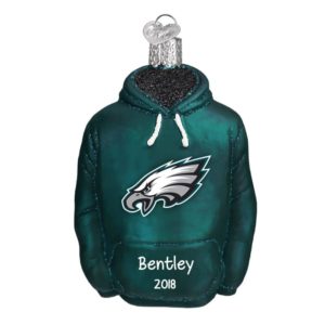 Image of Philadelphia Eagles Hoodie Personalized Glass Ornament