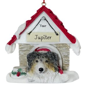 Image of Personalized Australian Shepherd Doghouse MAGNET Christmas Ornament