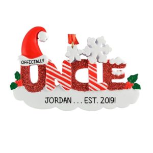 Image of Official New Uncle Glittered Letters Personalized Ornament