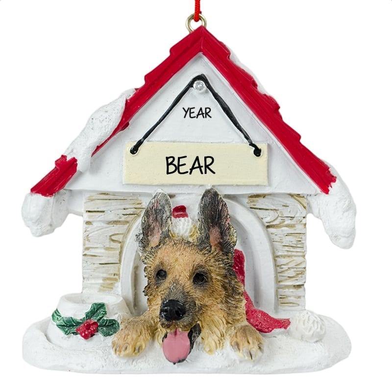 GERMAN SHEPHERD In Doghouse Personalized Ornament Personalized