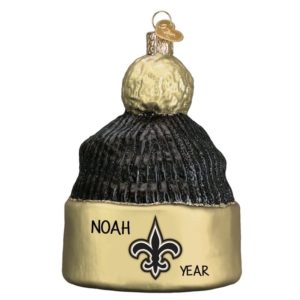 Image of New Orleans Saints Beanie Glittered Glass Ornament