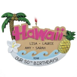 Image of Celebrating Birthday In Hawaii Personalized Ornament