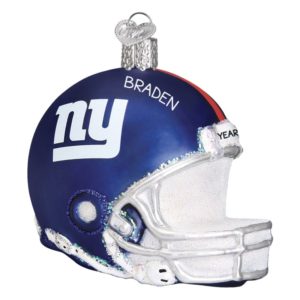 Image of New York Giants Helmet Totally Dimensional Glittered Glass Ornament