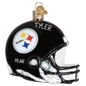 Image of Pittsburgh Steelers Helmet Totally Dimensional Glittered Glass Ornament