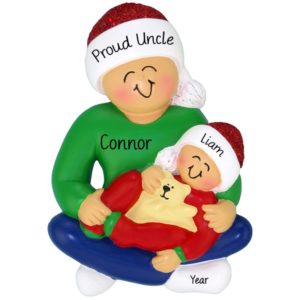 Image of Personalized Proud Uncle Holding Baby Ornament