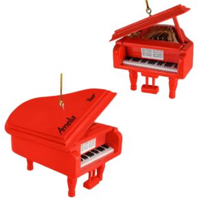 Image of Personalized Grand Piano RED Christmas Ornament