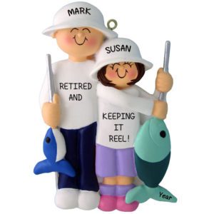 Image of Retired Couple Fishing Personalized Ornament