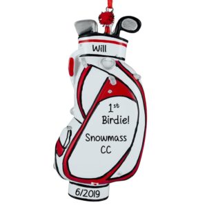 Image of Golf Bag Red White & Black Personalized Ornament
