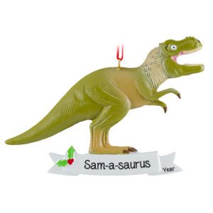 Image of Personalized Tyrannosaurus Rex GREEN Dinosaur Ornament