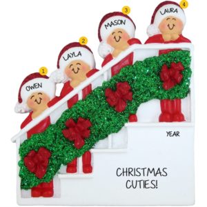 Image of Personalized 4 Grandkids On Christmas Stairs Ornament