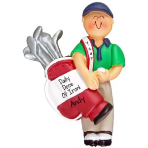 Image of Personalized Retired Male Golfer Holding Clubs Ornament