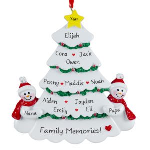 Image of Grandparents And 11 Grandkids White Christmas Tree Ornament