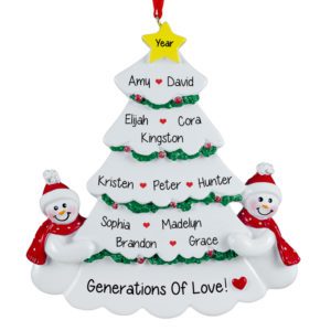 Image of Personalized 12 Grandkids White Christmas Tree Ornament