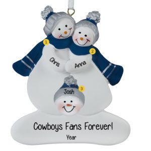 Image of Dallas Cowboys Family Of 3 NAVY And SILVER Ornament