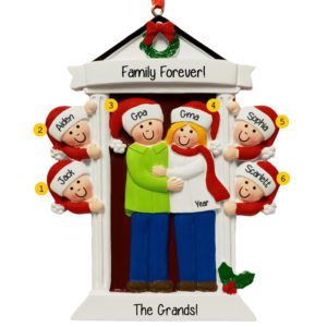 Image of Grandparents + 4 Grandkids Penguins Glittered Tree Ornament